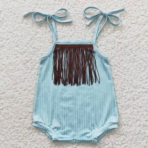 Baby fringe blue toddler romper