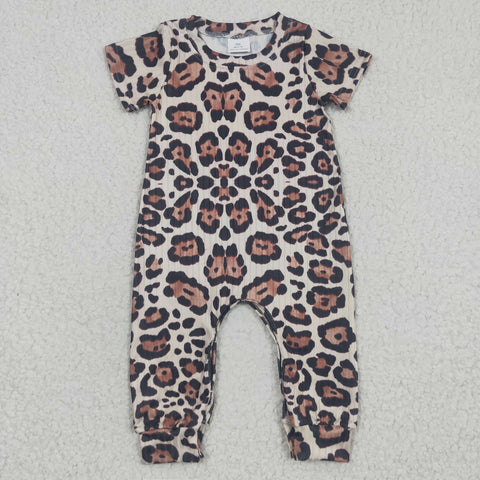 Baby boys covered button leopard romper