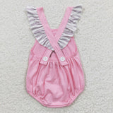 Pink girls embroidery dot bubble romper