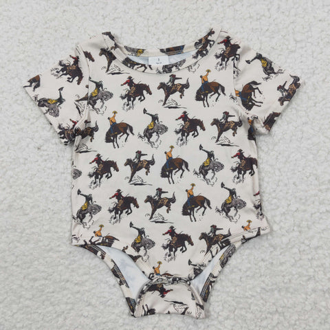 Covered button toddler cowboy romper