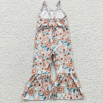 Girls Summer Flower One Piece Jumpsuit