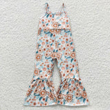 Girls Summer Flower One Piece Jumpsuit