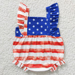 Toddler kids July 4th stars stripes romper