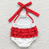 Toddler girls baseball bubble romper