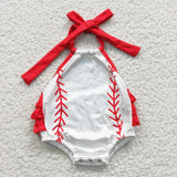 Toddler girls baseball bubble romper