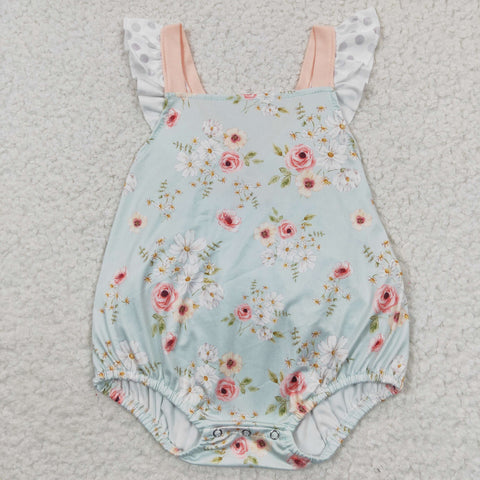 Toddler green floral bubble romper