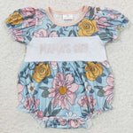 Mama's girl embroidery flower toddler romper