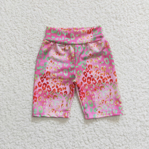 Kids girls pink leopard cycling shorts