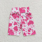 Pink ink print kids girls cycling short pants