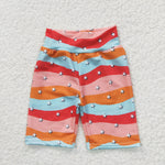 Colorful stripe stars kids girls cycling pants