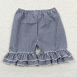 Baby girl navy plaid ruffle short pants