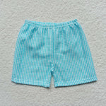 Boys summer blue seersucker shorts