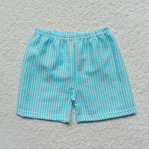 Boys summer blue seersucker shorts