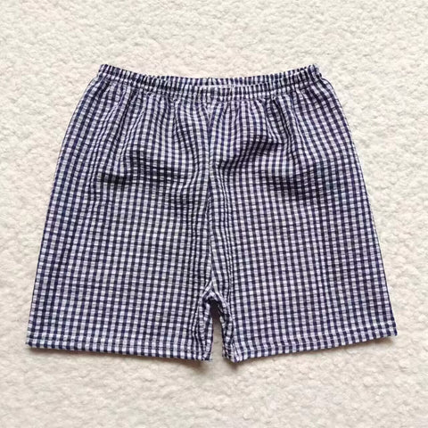 Navy plaid boys seersucker short pants