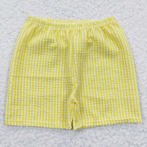 Kids boys yellow plaid seersucker shorts