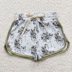 Children floral green summer shorts