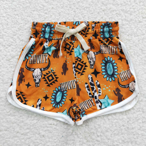 Howdy cactus girls western shorts