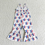 4th Of July White Star Baby Girls Summer Jumpsuit