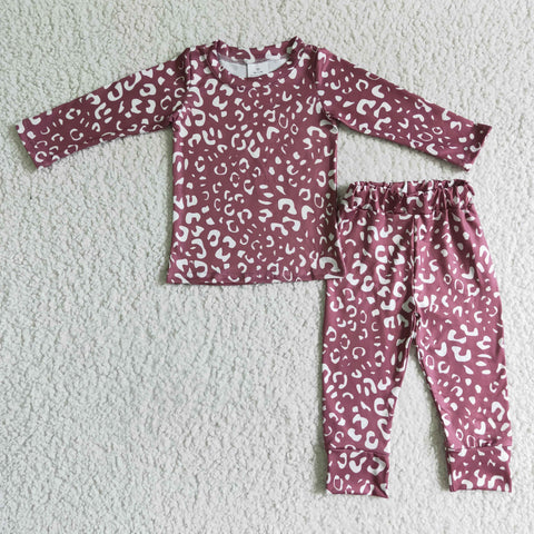 GLP0199 Girl Pink Leopard Print Fall Pajamas Outfit-promotion 2024.11.2
