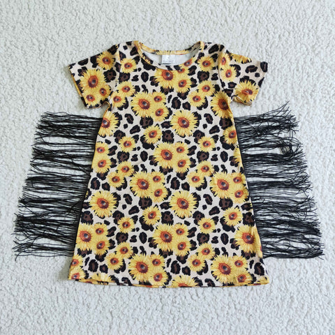 GSD0055 Short Sleeve Sunflower Tassels Girls Western Dresses-promotion 2024.5.18