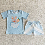 Easter Rabbit Carrot Light Blue Baby Boy Summer Outfits