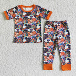 BSPO0009 Halloween Boy Clothing Pumpkin Print Short Sleeve Long Pants Outfit-promotion 2024.7.24