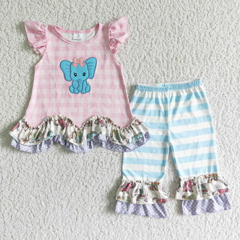 Elephant Embroidery Tunic Capris Girls Clothes Girls Outfit