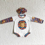 Boy&Girl Letter Print White Little Baby Long Sleeve Stripe Kids Romper