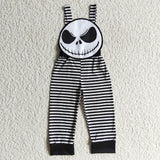 Boy Black Withe Striped Sleeveless Skull Baby Kids Jumpsuit
