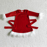 Faux Fur Red Velvet Santa Baby Kids Christmas Dresses