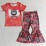 Red Letter Dog Print Short Sleeve Shirt Outfit