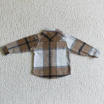 Khaki Plaid Cotton Pocket Boy Super Thick Flannel Button Up Shirt