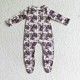 Boy&Girl Ink Print Long Sleeve Baby Kids Zipper Romper