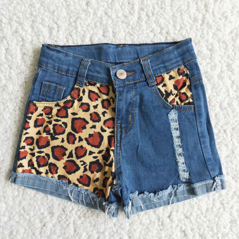 Girl Leopard Button Shorts