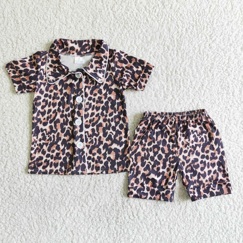 Leopard Baby Boy Pajamas With Collar