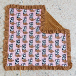 Baby Blanket With Boots Prints Brown Lace