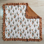 Baby Blanket With Cactus Cow Print Brown Lace